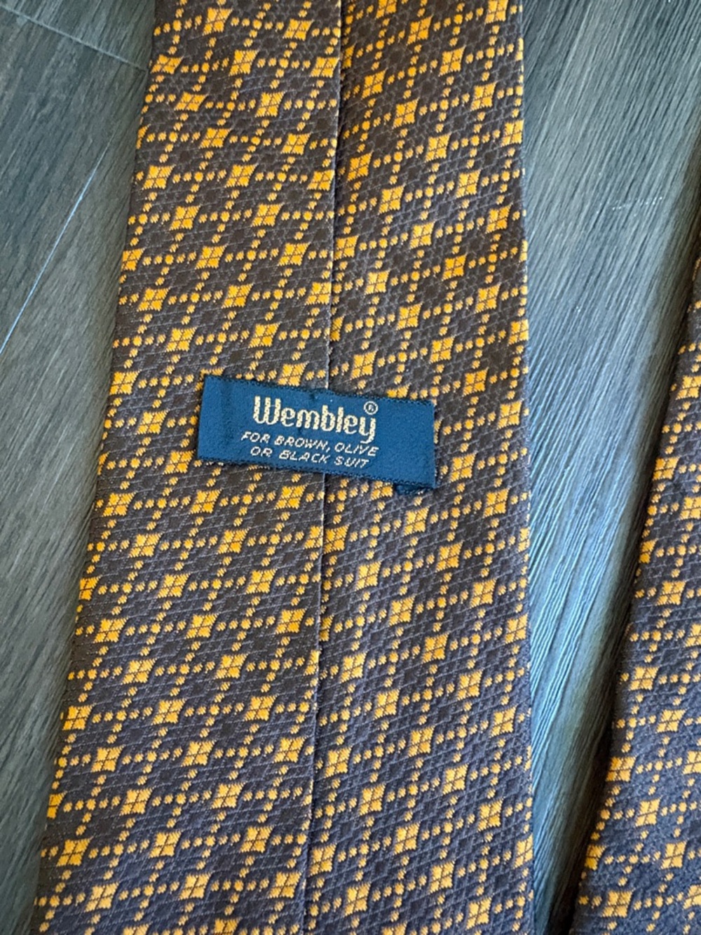 Wembley Brown and Orange Geometric Silk Tie - Picture 2 of 3